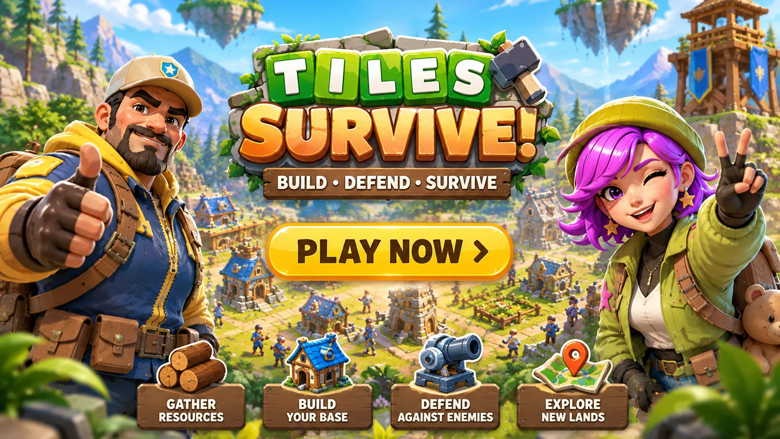Tiles & Survive — build, defend, survive. Play now on Windows